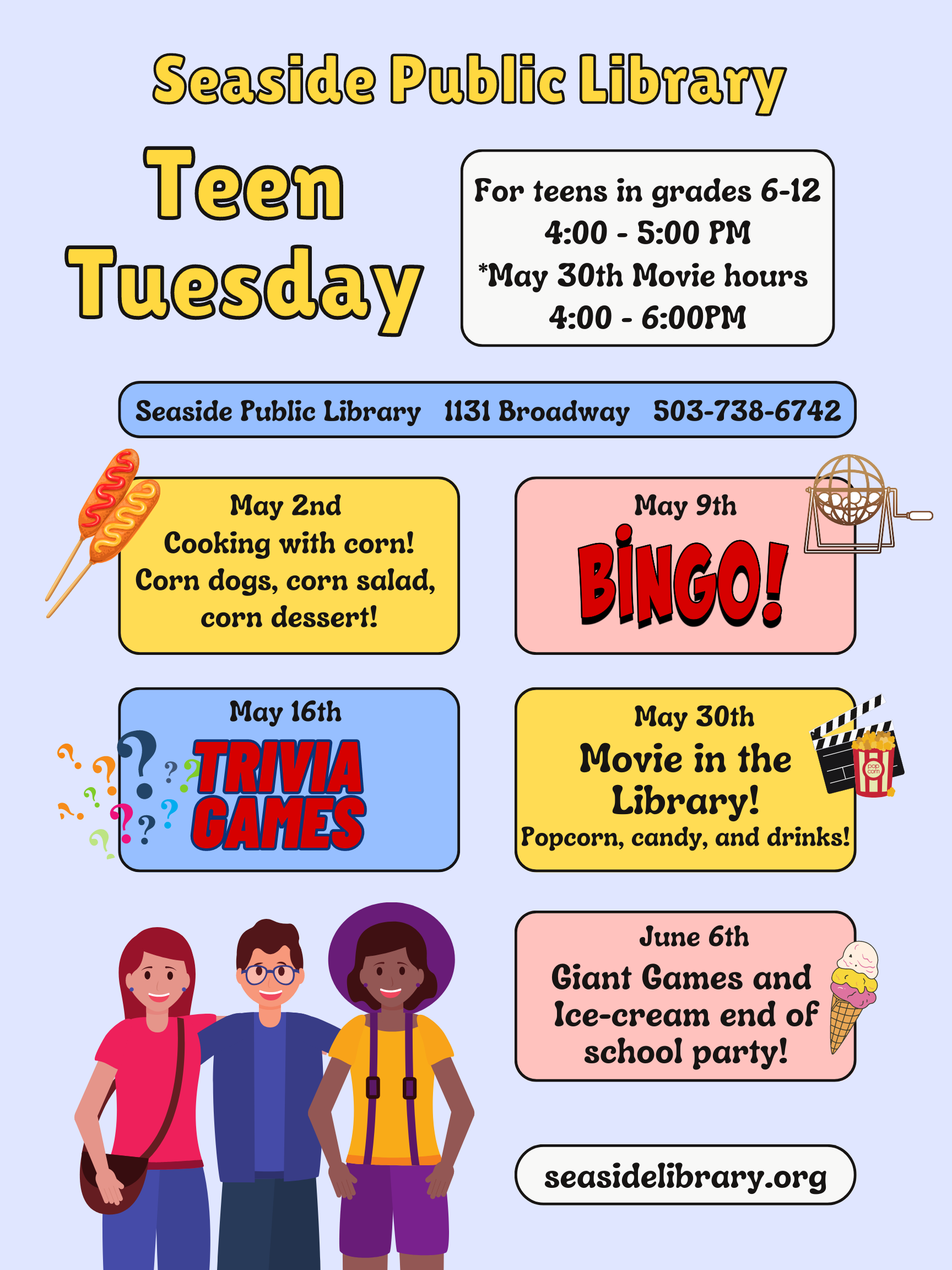 Teen Tuesday May 2023 Schedule