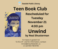 Teen Book Club: Unwind by Neal Shusterman